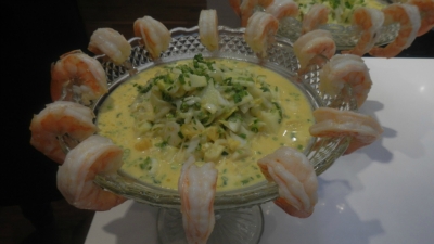 Chicorée-Salat mit gebratenen Eismeergarnelen