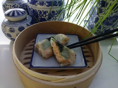 Fisch Päckchen in Reispapier